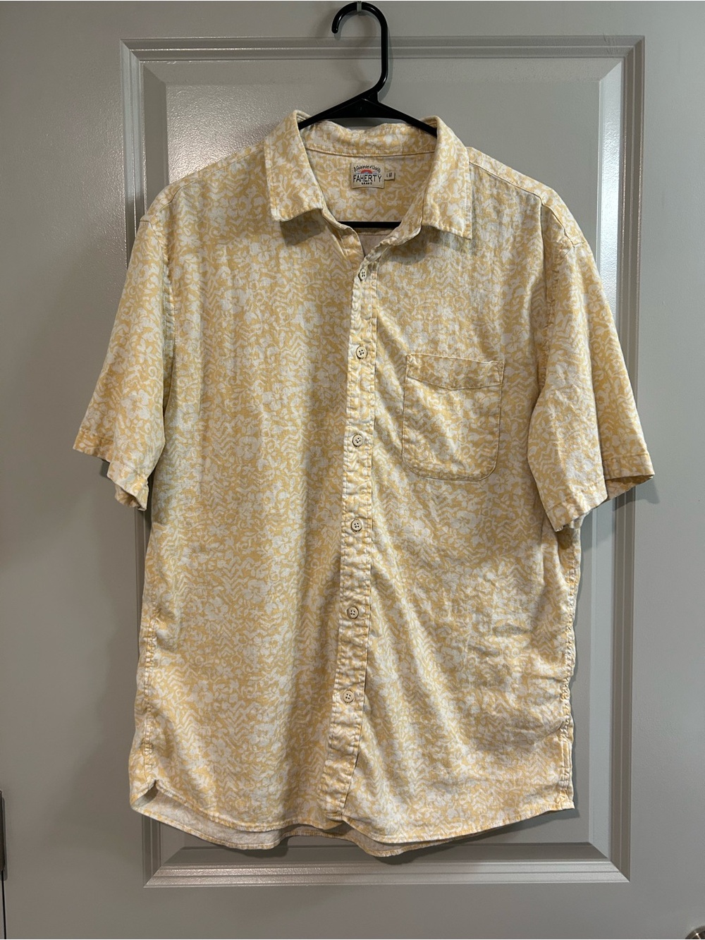 Faherty Pale Yellow Floral Short-Sleeve Button-Down Shirt